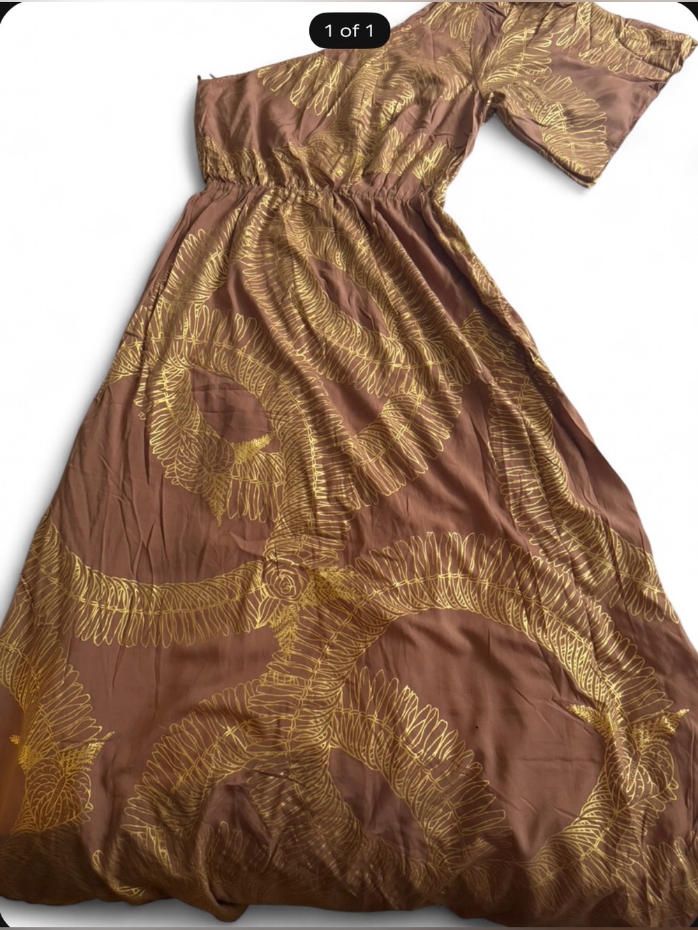 Women’s Lexbreezy Brown and Gold One Sleeve Dress